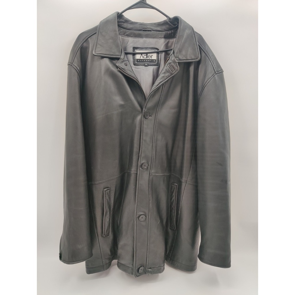 Adler Vintage Mens Lamb Leather Jacket Size XL Insulated Black EUC